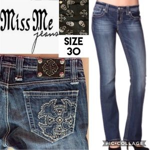 Miss Me Womens Jeans Iron Cross JP4368 Skull 30